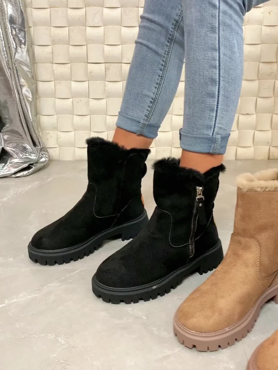 Bottines Élégantes en Cuir Végétalien avec Fourrure Synthétique et Aspect Daim pour les Femmes | Idéal pour une utilisation quotidienne