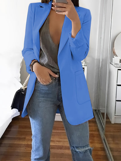 Blazer Élégant Uni de Style Business avec Ouverture Frontale pour les Femmes | Idéal pour une utilisation quotidienne