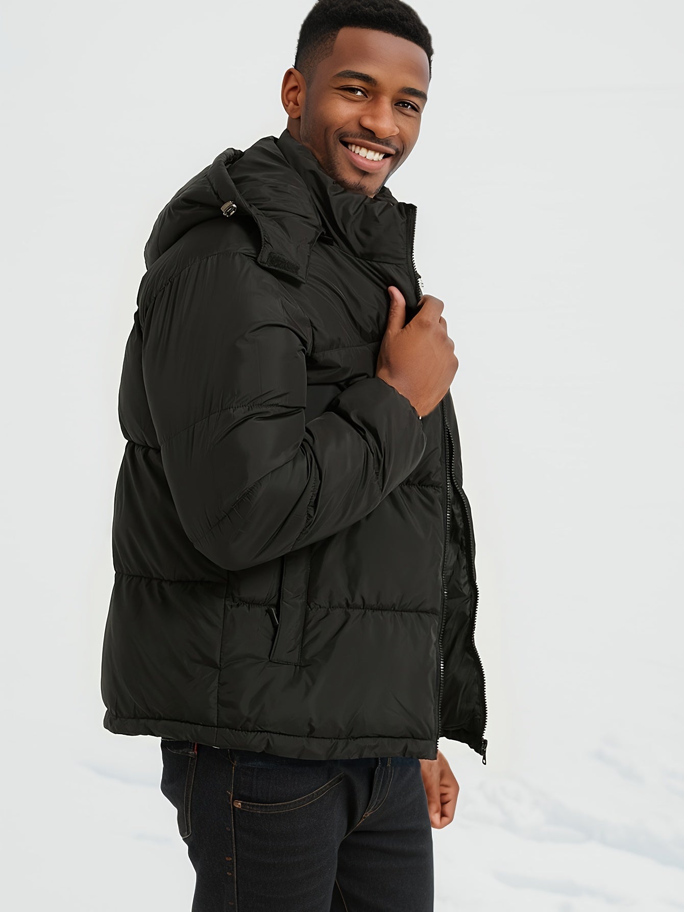 Veste Hiver Élégante en Polyester avec Capuche Amovible Alternative au Duvet pour Les Hommes | Idéal pour l'hiver