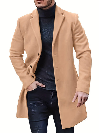 Manteau Trench Élégant à Simple Boutonnage pour Les Hommes | Idéal pour l'hiver