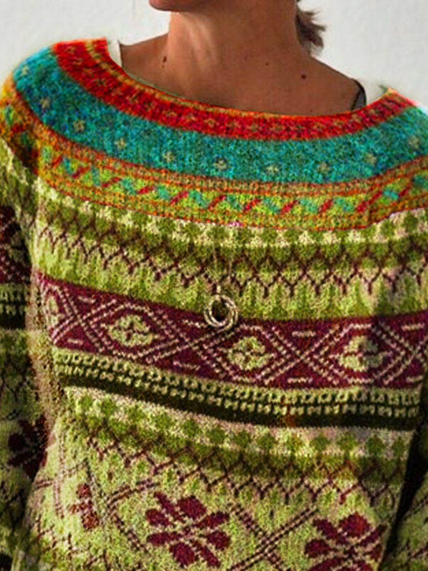 Pull Norvégien Multicolore Élégant pour les Femmes | Idéal pour l'hiver