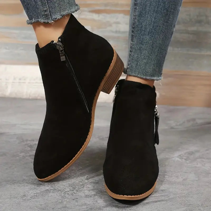 Bottines Stylées en Cuir Végétalien avec Fermeture Éclair et Talon pour les Femmes | Idéal pour une utilisation quotidienne