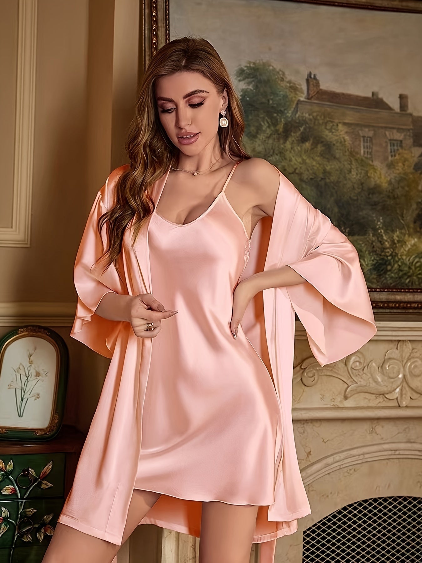 Pyjama Élégant Uni en Satin pour Femmes |  Idéal pour une utilisation quotidienne