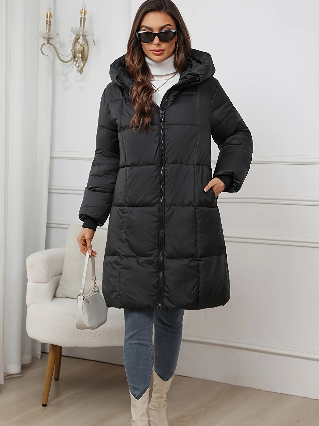 Manteau Mi-Long à Capuche Chic pour l'Hiver pour les Femmes | Idéal pour l'hiver