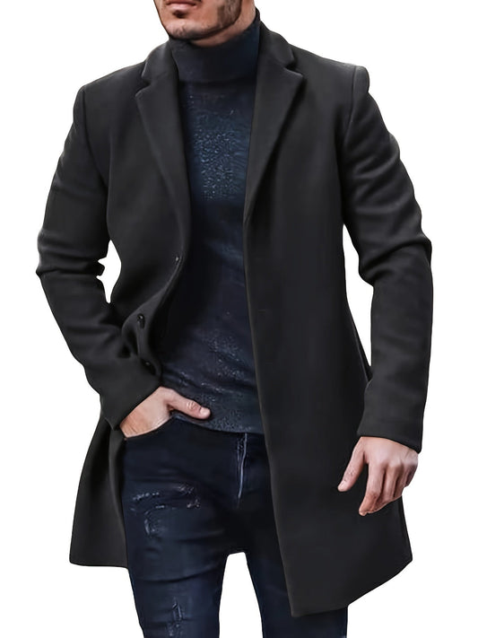 Manteau Long Décontracté d'Hiver avec Fermeture à Boutons pour les Hommes | Idéal pour l'hiver