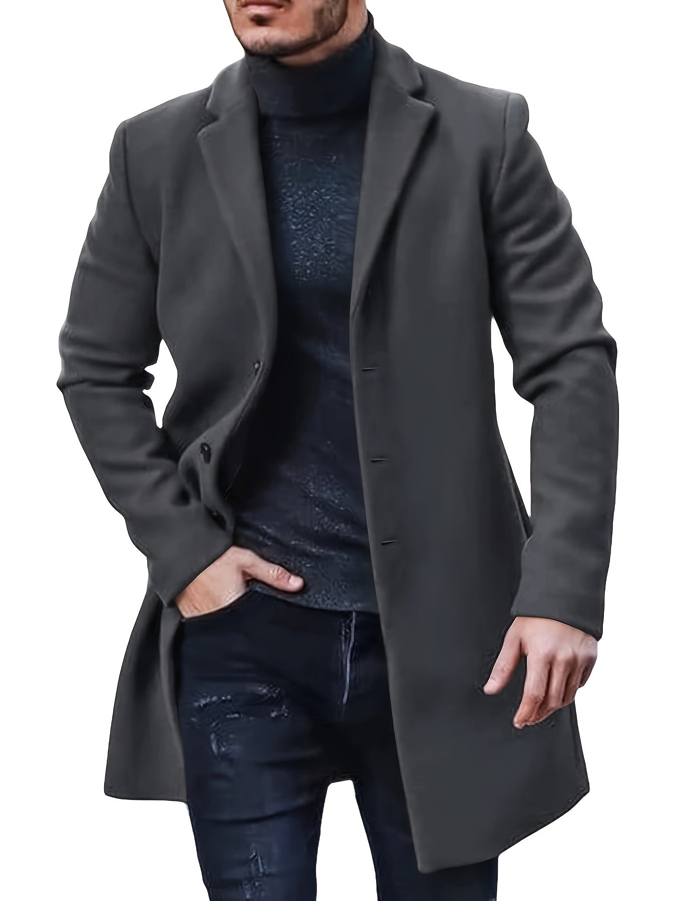 Manteau Trench Élégant à Simple Boutonnage pour Les Hommes | Idéal pour l'hiver