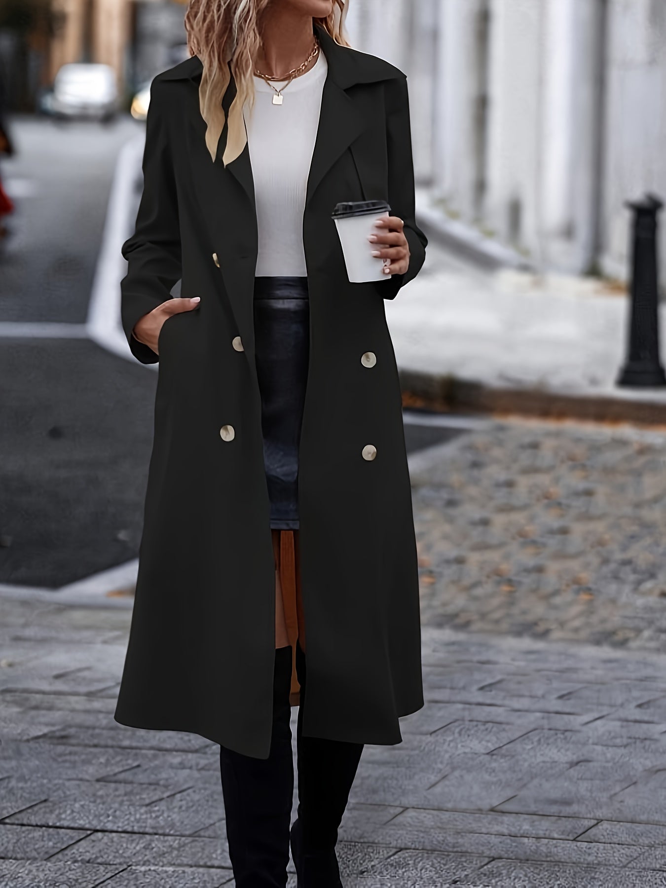 Manteau Trench Classique en Laine Noir pour les Femmes | Idéal pour l'hiver