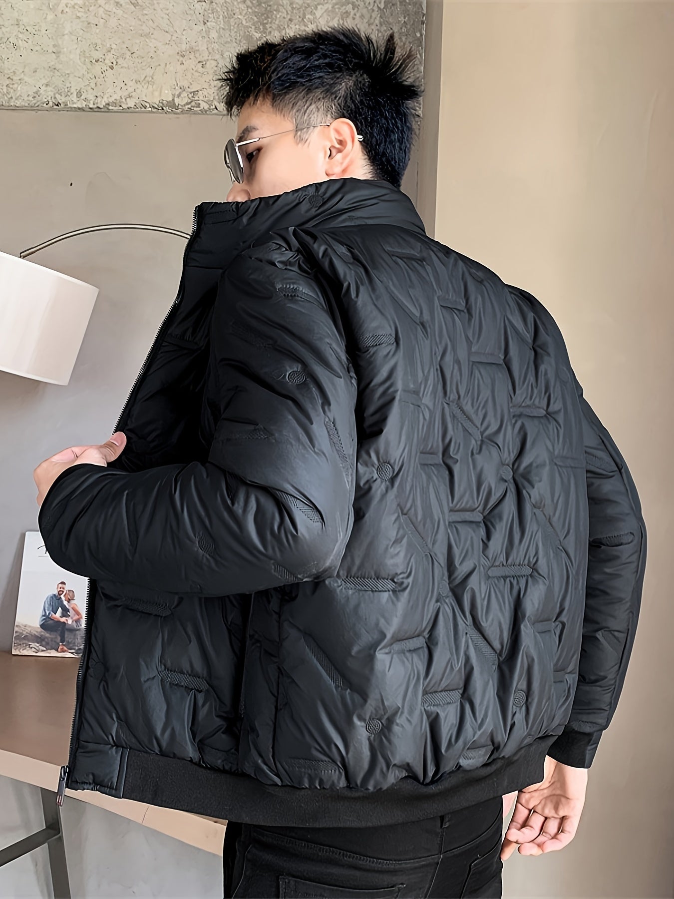 Veste Unie avec Fermeture Éclair et Col Montant Puffer pour les Hommes | Idéal pour l'hiver