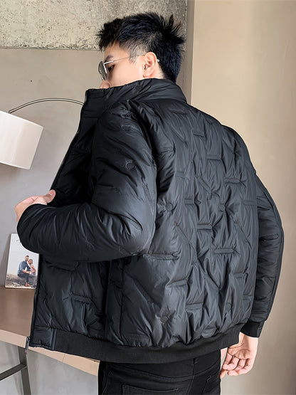 Veste Unie avec Fermeture Éclair et Col Montant Puffer pour les Hommes | Idéal pour l'hiver