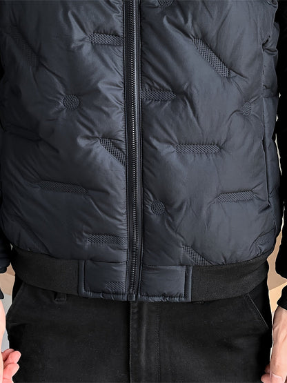 Veste Unie avec Fermeture Éclair et Col Montant Puffer pour les Hommes | Idéal pour l'hiver