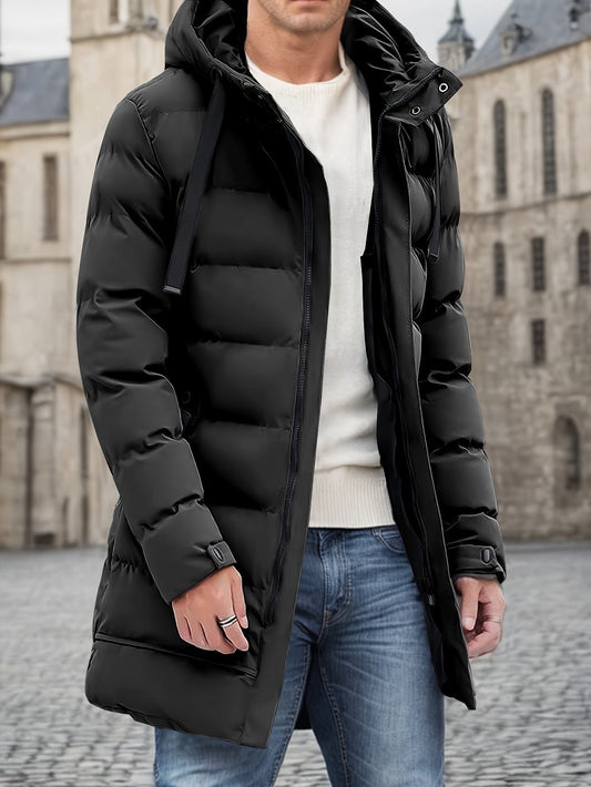 Manteau d’Hiver Matelassé Élégant à Capuche en Coton avec Grande Poche pour Les Hommes | Idéal pour l'hiver