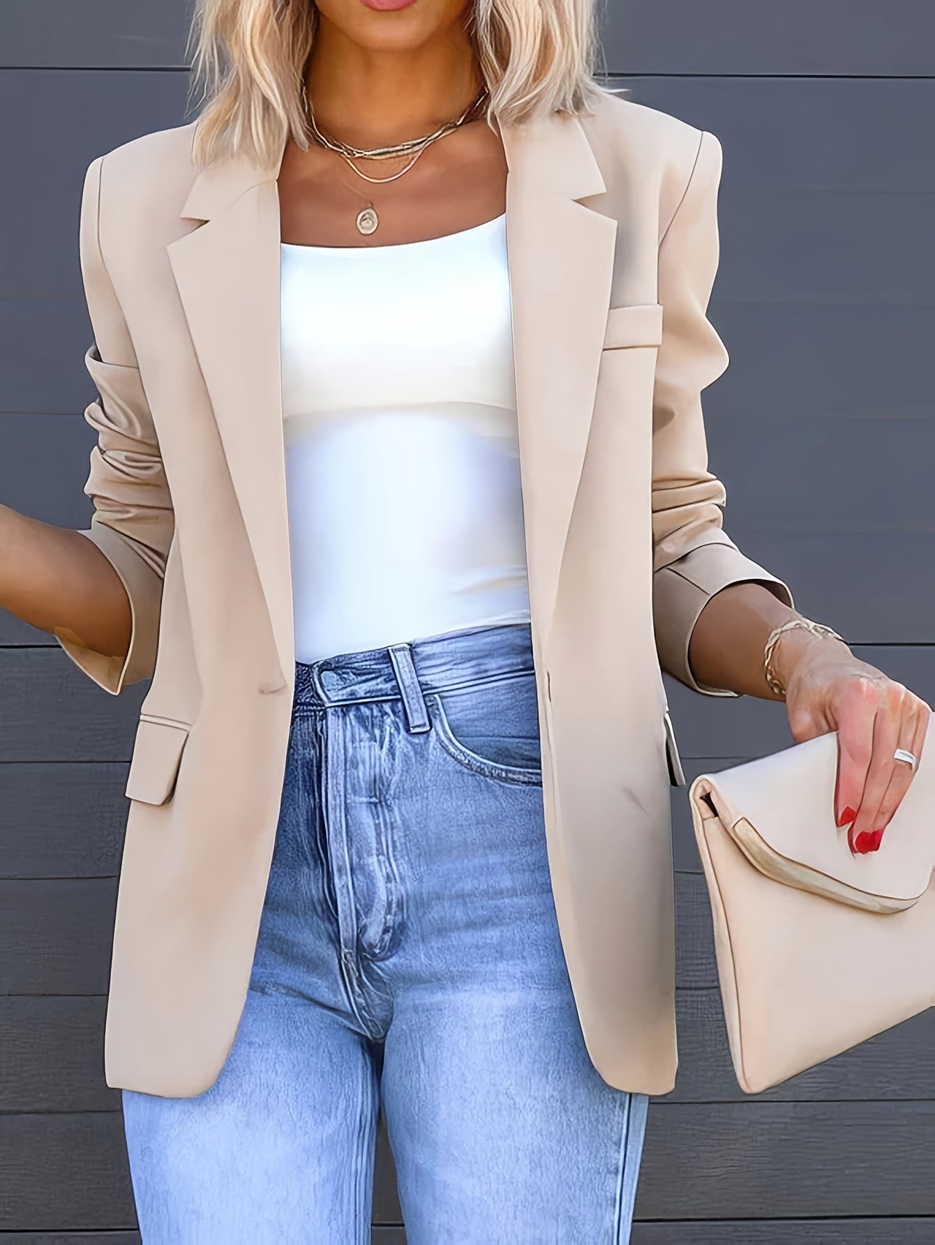 Blazer Chic Élégant de Style Business avec Fermeture Boutonnée pour les Femmes | Parfait pour les journées décontractées