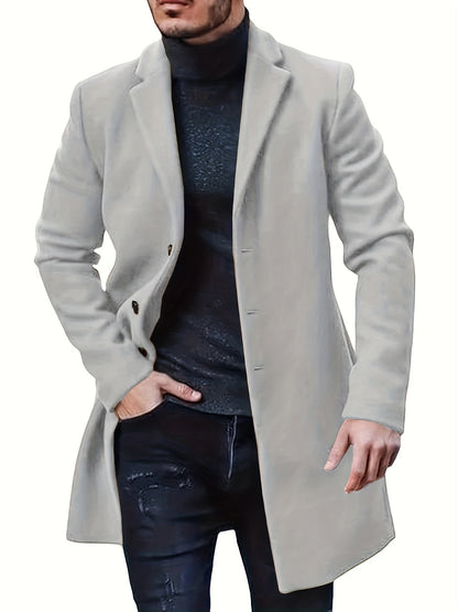 Manteau Trench Élégant à Simple Boutonnage pour Les Hommes | Idéal pour l'hiver