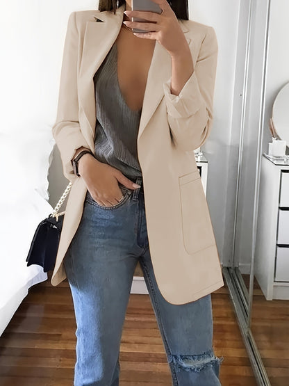 Blazer Élégant Uni de Style Business avec Ouverture Frontale pour les Femmes | Idéal pour une utilisation quotidienne