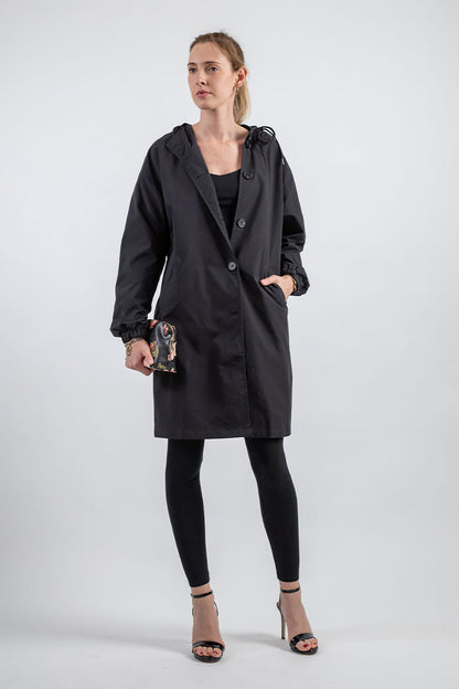 Veste de Pluie Chic Imperméable Coupe-Vent Oversized avec Capuche pour les Femmes | Idéal pour l'hiver