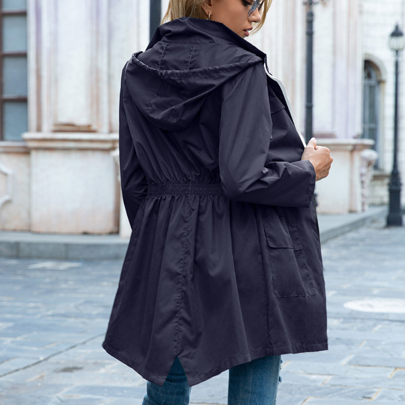 Veste de Pluie Chic Imperméable avec Fermeture Éclair et Capuche pour les Femmes | Idéal pour l'hiver