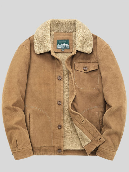 Veste Extérieure Confortable En Molleton Avec Boutons Et Poche Poitrine Pour Les Hommes | Parfait pour les Activités de Plein Air