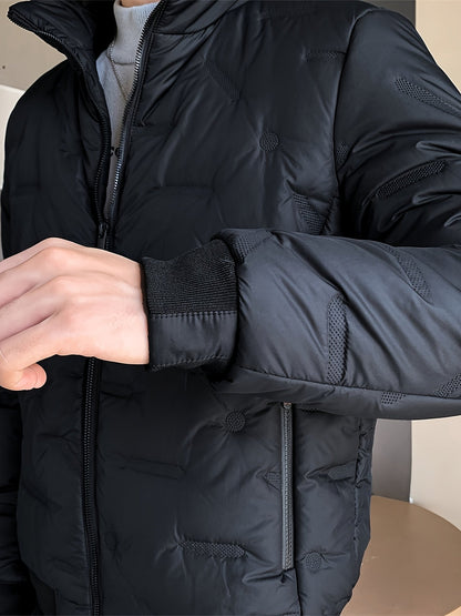 Veste Unie avec Fermeture Éclair et Col Montant Puffer pour les Hommes | Idéal pour l'hiver