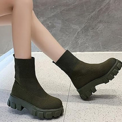 Bottines Décontractées en Tricot et Cuir Végétalien pour les Femmes | Idéal pour une utilisation quotidienne