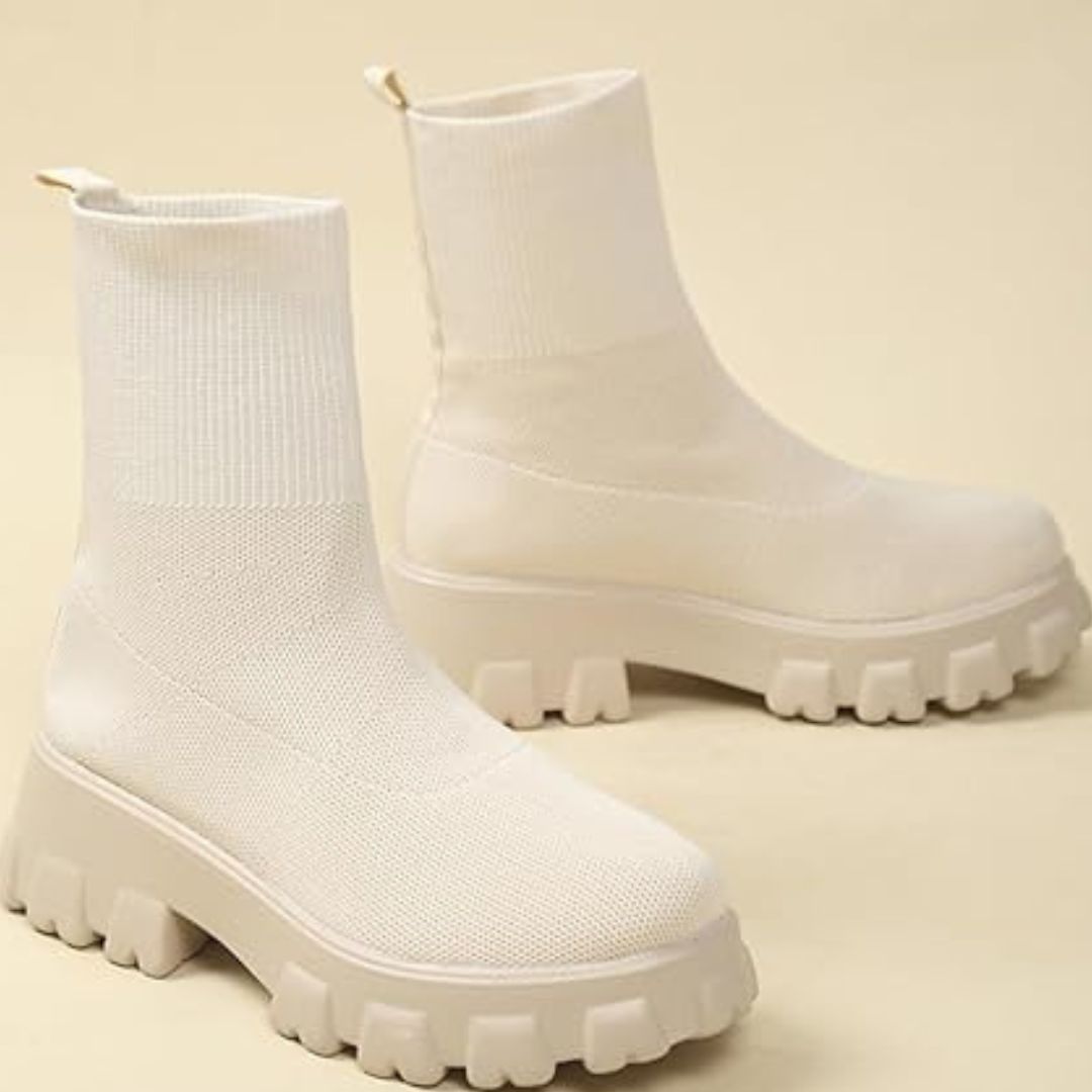 Bottines Décontractées en Tricot et Cuir Végétalien pour les Femmes | Idéal pour une utilisation quotidienne