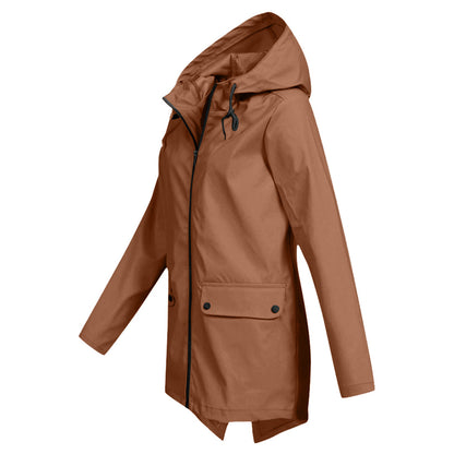 Veste de Pluie Chic Légère avec Capuche et Fermeture Éclair pour les Femmes | Idéal pour l'hiver