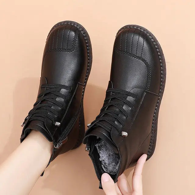 Bottines Plates Élégantes en Cuir Végétalien pour les Femmes | Idéal pour une utilisation quotidienne