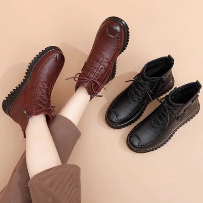 Bottines Plates Élégantes en Cuir Végétalien pour les Femmes | Idéal pour une utilisation quotidienne