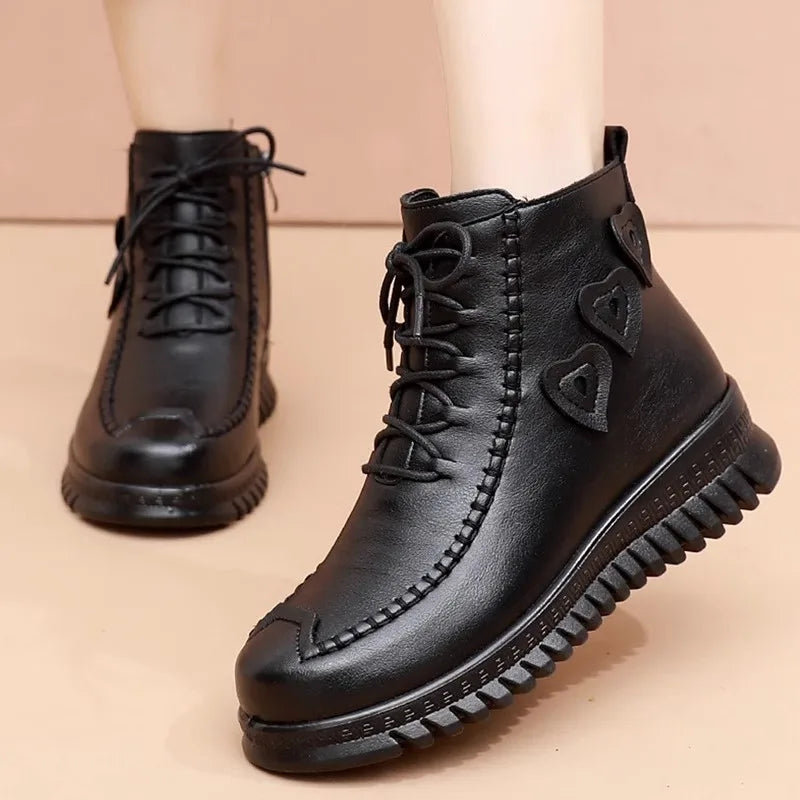 Bottines Plates Élégantes en Cuir Végétalien pour les Femmes | Idéal pour une utilisation quotidienne