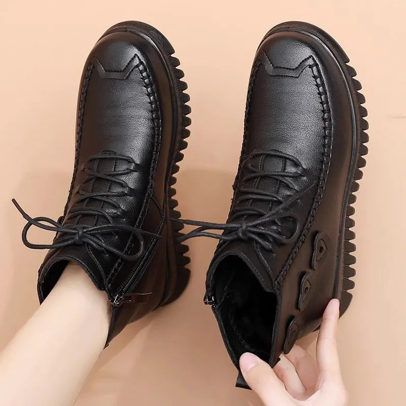 Bottines Plates Élégantes en Cuir Végétalien pour les Femmes | Idéal pour une utilisation quotidienne