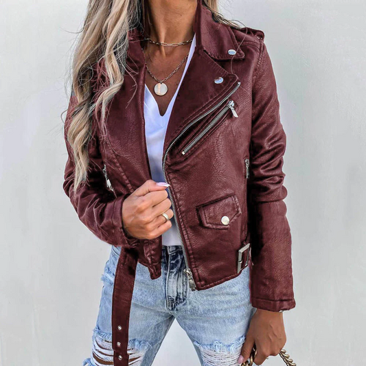 Veste en Cuir Végan Élégante Coupe Slim de Style Classique pour les Femmes | Idéal pour l'hiver