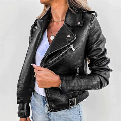 Veste en Cuir Végan Élégante Coupe Slim de Style Classique pour les Femmes | Idéal pour l'hiver