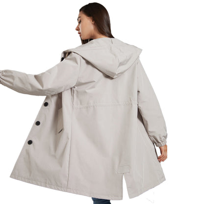 Manteau de Pluie Classique Uni avec Boutons et Légère Imperméable pour les Femmes | Idéal pour l'hiver