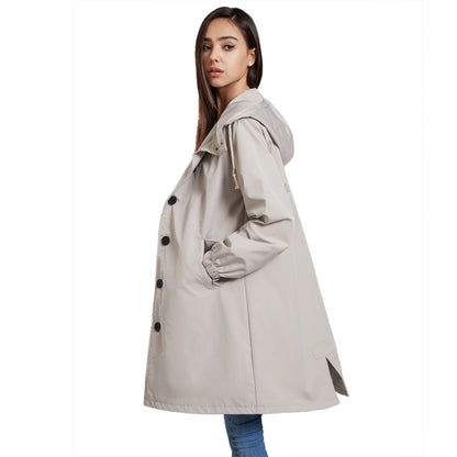 Manteau de Pluie Classique Uni avec Boutons et Légère Imperméable pour les Femmes | Idéal pour l'hiver