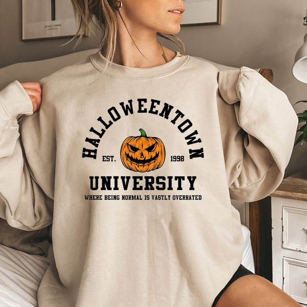 Pull Élégant à Col Rond Thème Halloween pour les Femmes | Idéal pour l'hiver