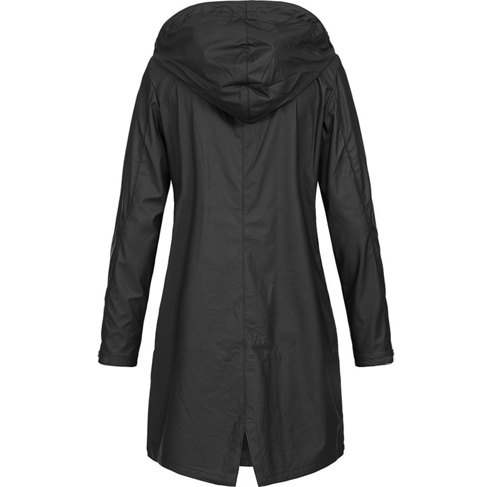 Veste de Pluie Chic avec Boutons et Fermeture Éclair, Capuche pour les Femmes | Idéal pour l'hiver