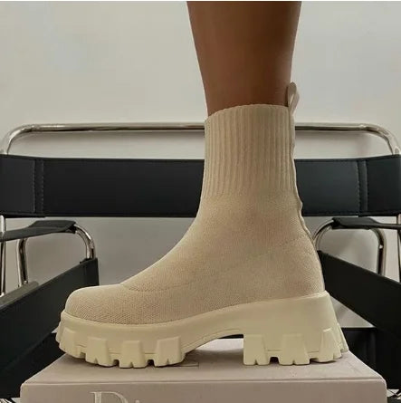 Bottines Décontractées en Tricot et Cuir Végétalien pour les Femmes | Idéal pour une utilisation quotidienne