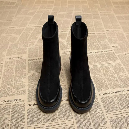 Bottines Élégantes Noires en Cuir Végétalien avec Fini en Daim pour les Femmes | Idéal pour une utilisation quotidienne