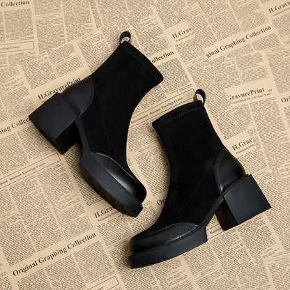 Bottines Élégantes Noires en Cuir Végétalien avec Fini en Daim pour les Femmes | Idéal pour une utilisation quotidienne