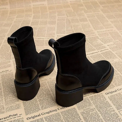 Bottines Élégantes Noires en Cuir Végétalien avec Fini en Daim pour les Femmes | Idéal pour une utilisation quotidienne