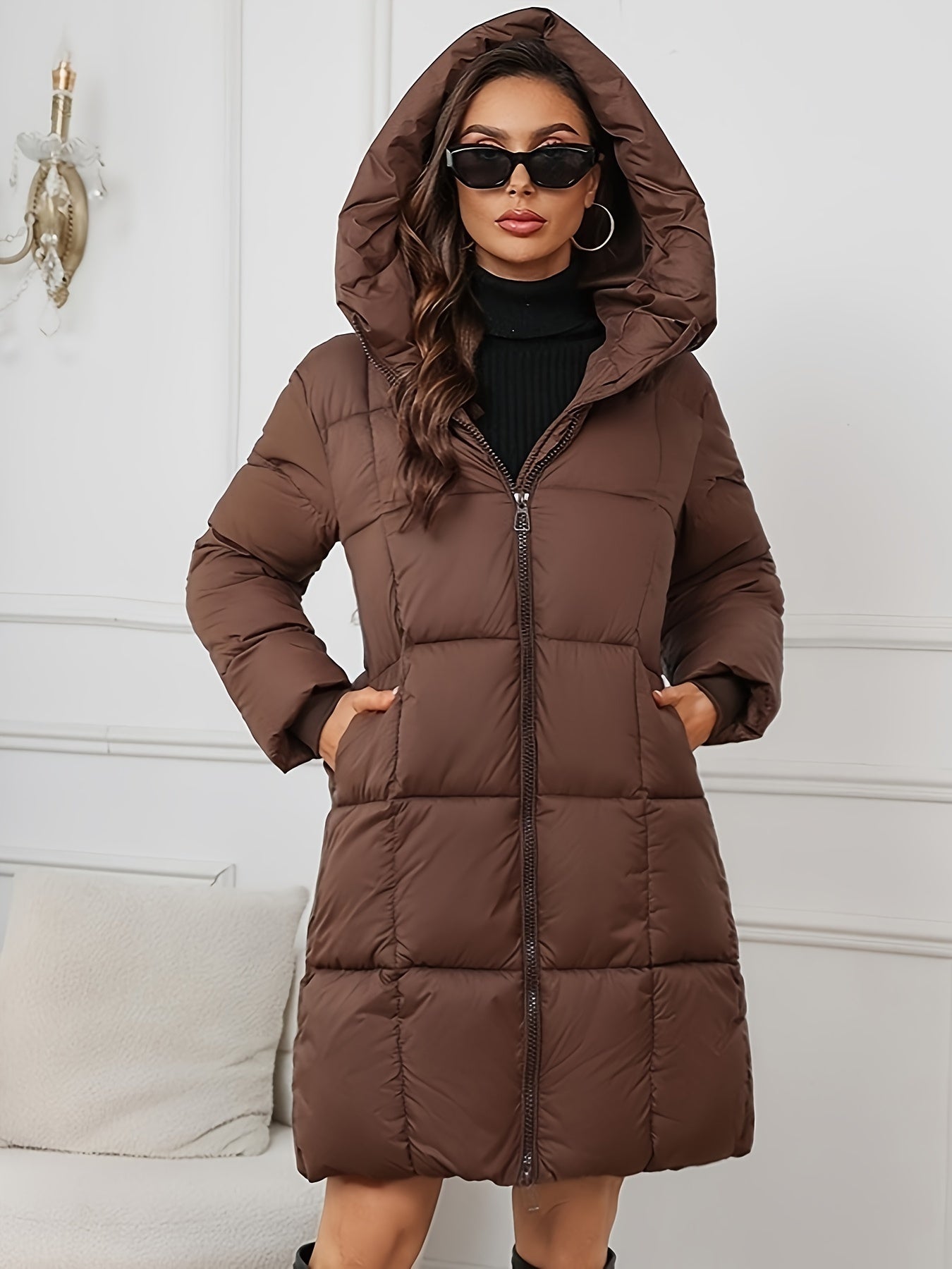 Veste Longue Matelassée D'Hiver Avec Capuche Pour Les Femmes | Idéal pour l'hiver