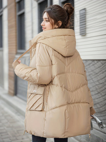 Veste D'Hiver Stylée Mi-Longue Et Matelassée Pour Les Femmes | | Idéal pour l'hiver