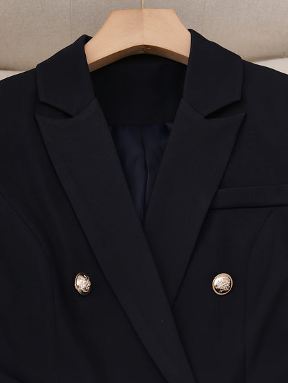 Ensemble Élégant Bleu Marine à Double Boutonnage avec Blazer Business pour Femmes | Idéal pour une utilisation quotidienne