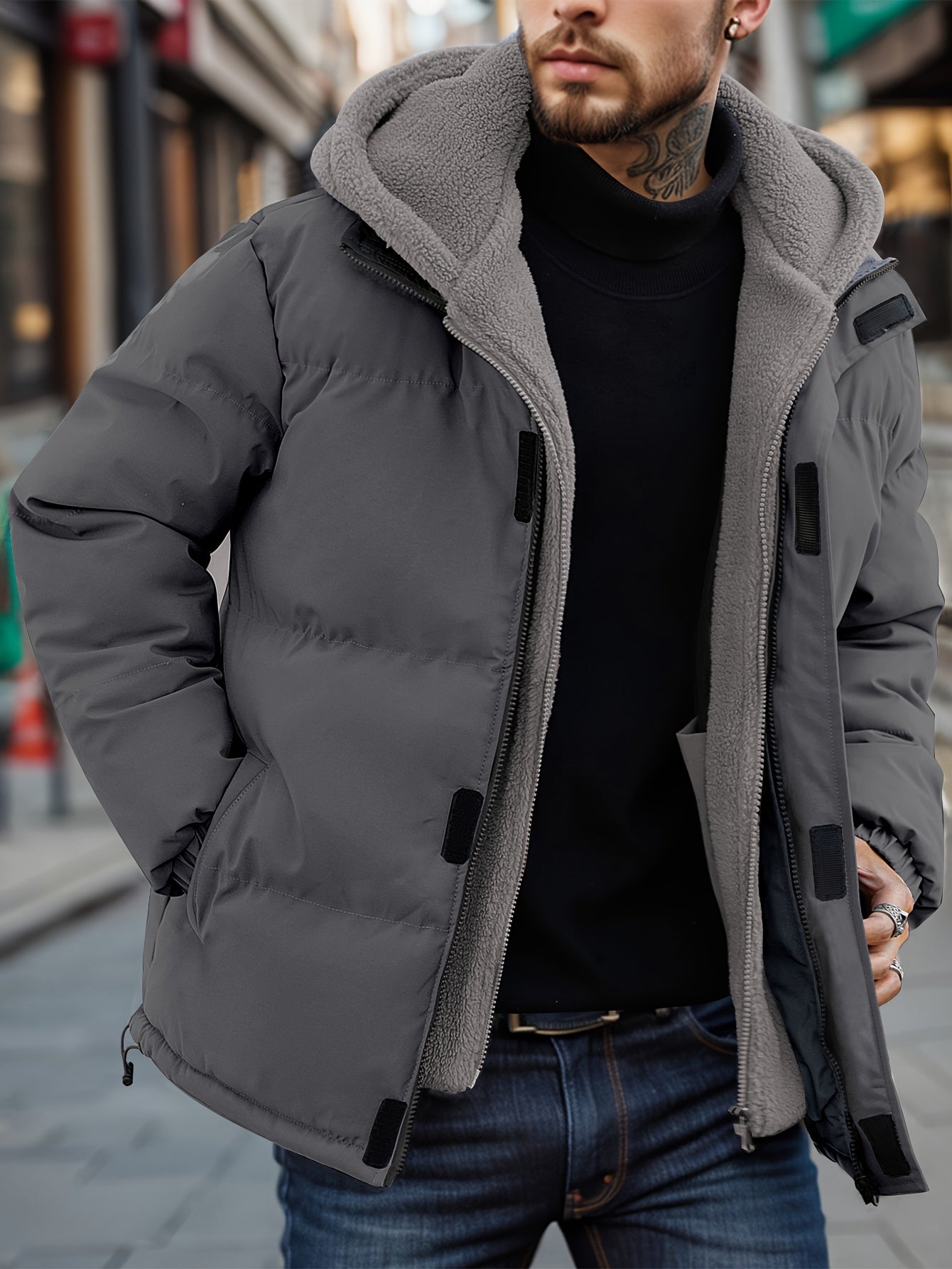 Veste Hiver Chaude avec Blocs de Couleur et Polaire pour les Hommes | Idéal pour l'hiver