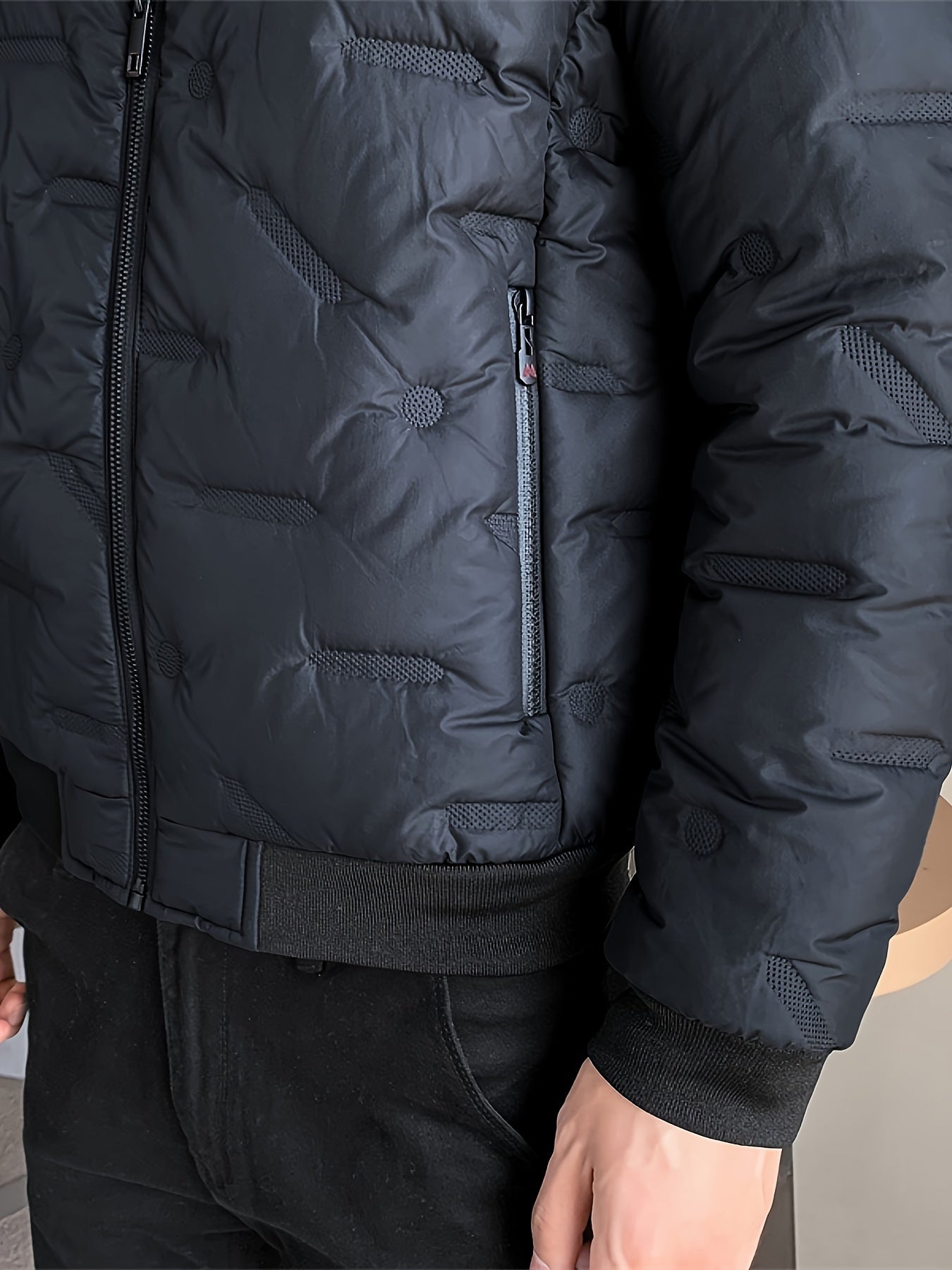 Veste Unie avec Fermeture Éclair et Col Montant Puffer pour les Hommes | Idéal pour l'hiver