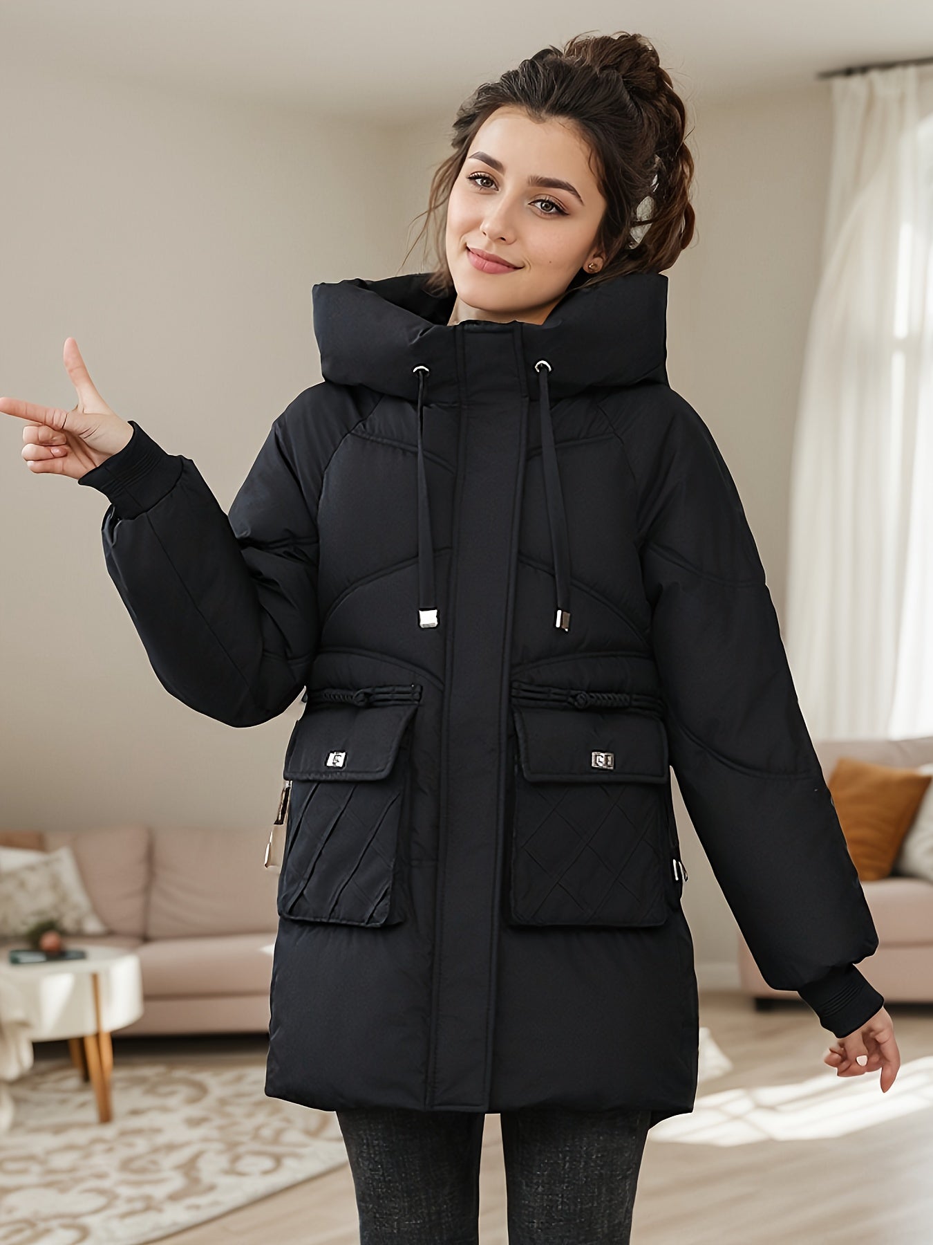 Veste D'Hiver Stylée Mi-Longue Et Matelassée Pour Les Femmes | | Idéal pour l'hiver