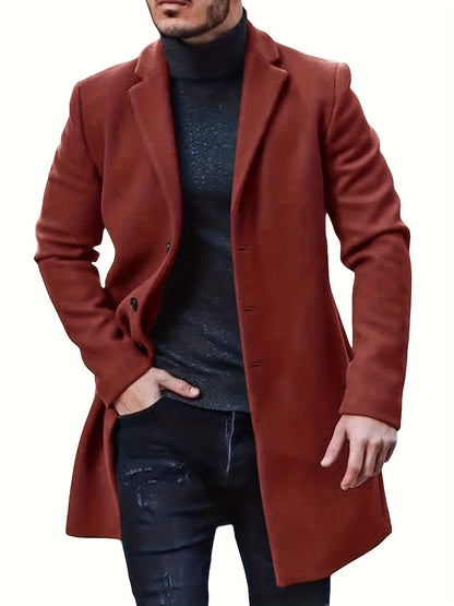 Manteau Trench Élégant à Simple Boutonnage pour Les Hommes | Idéal pour l'hiver