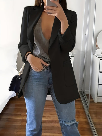 Blazer Élégant Uni de Style Business avec Ouverture Frontale pour les Femmes | Idéal pour une utilisation quotidienne