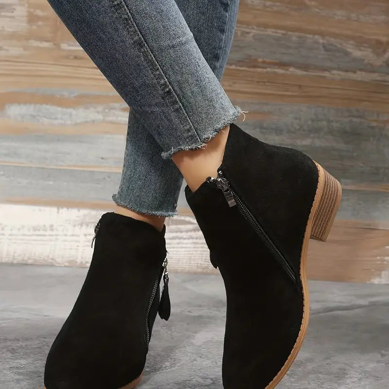 Bottines Stylées en Cuir Végétalien avec Fermeture Éclair et Talon pour les Femmes | Idéal pour une utilisation quotidienne