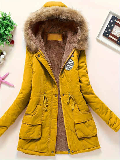 Parka Chaude En Fleece Stylée Avec Fourrure Végétalienne Pour Les Femmes | Idéal pour l'hiver