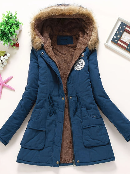 Parka Chaude En Fleece Stylée Avec Fourrure Végétalienne Pour Les Femmes | Idéal pour l'hiver